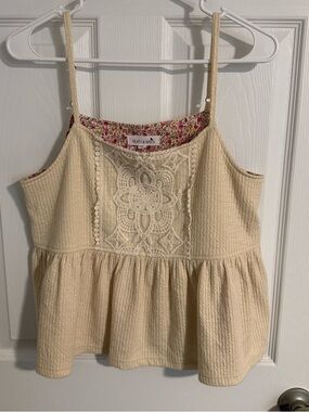 Anthropologie Reath & Wren Lace Peplum Sleeveless Tank Boho Festival Size S EUC